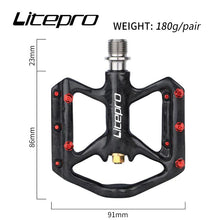 Micronew-Litepro Mountain Bike Carbon Fiber Titanium Shaft Pedal Road Folding Bike Ultra-light 3 Bearing Non-slip pedal