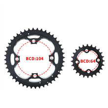 Micronew-Litepro Black Chainring BCD 64 104MM 24 39 44T Bicycle Steel Sprocket For MTB Bike 4 Claws Crank Chainwheel